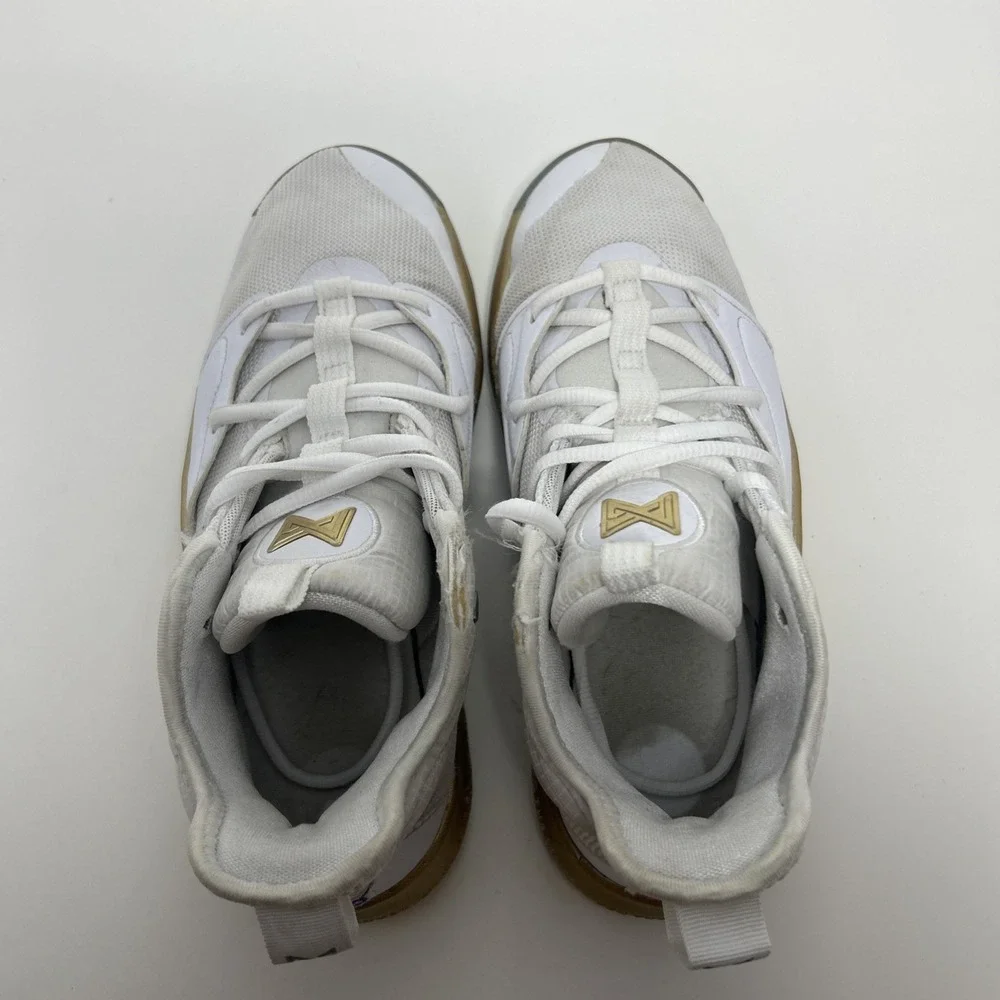 Nike PG 3 NASA Youth Size 6.5, Women's Size 8 White Metallic Gold (CI8973‎ 100)